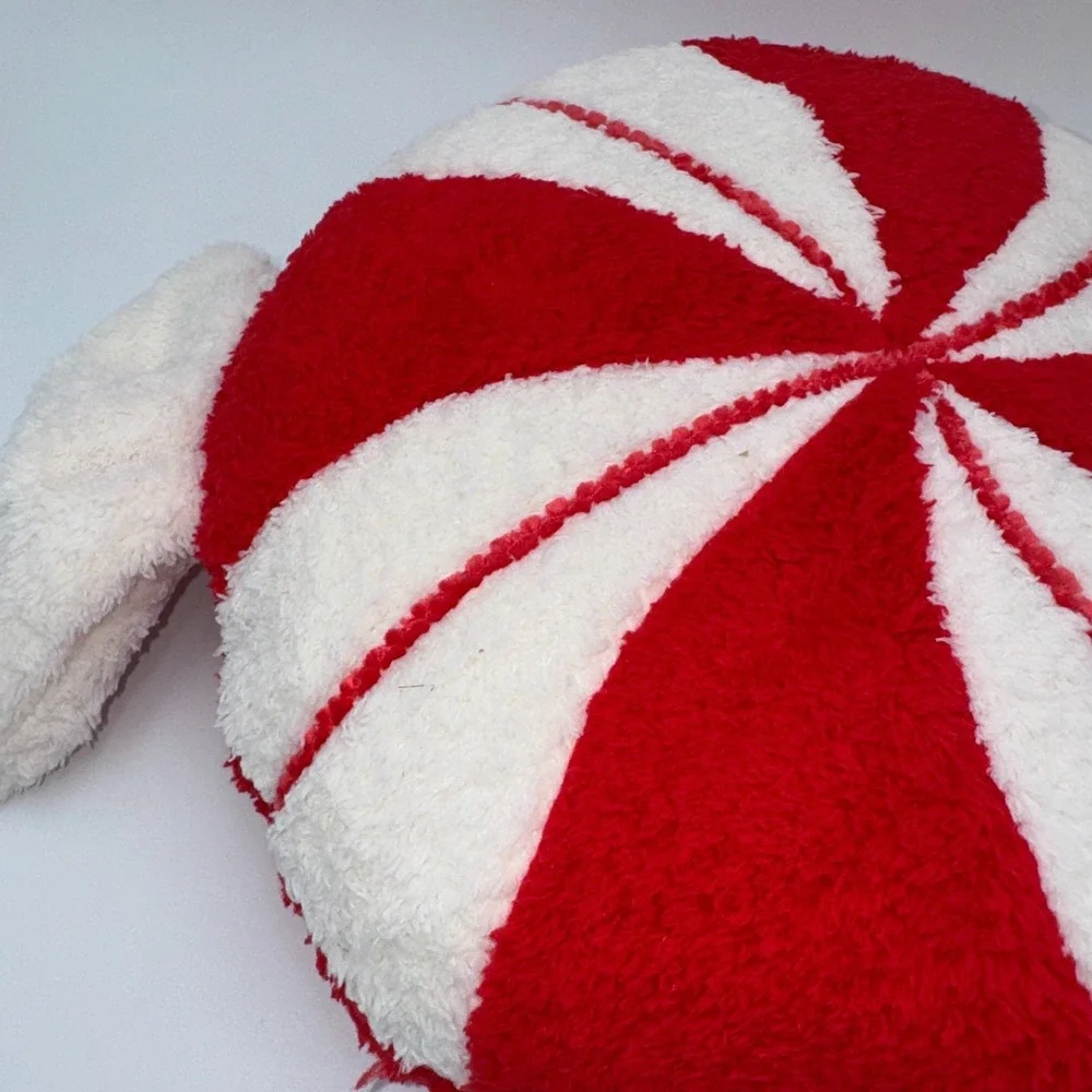 Wondershop Christmas Peppermint Candy Sherpa Throw Pillow NWT Red White